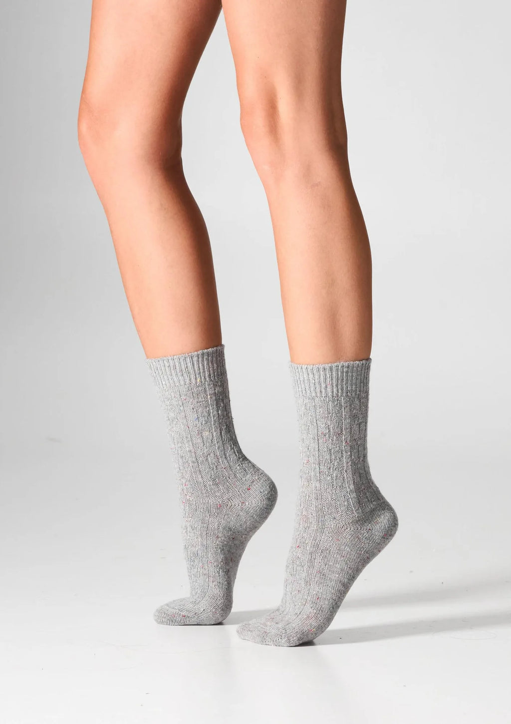 Skarpetki damskie z wełną Legs W27 Wool Dots, warkocz, 2 pary biały