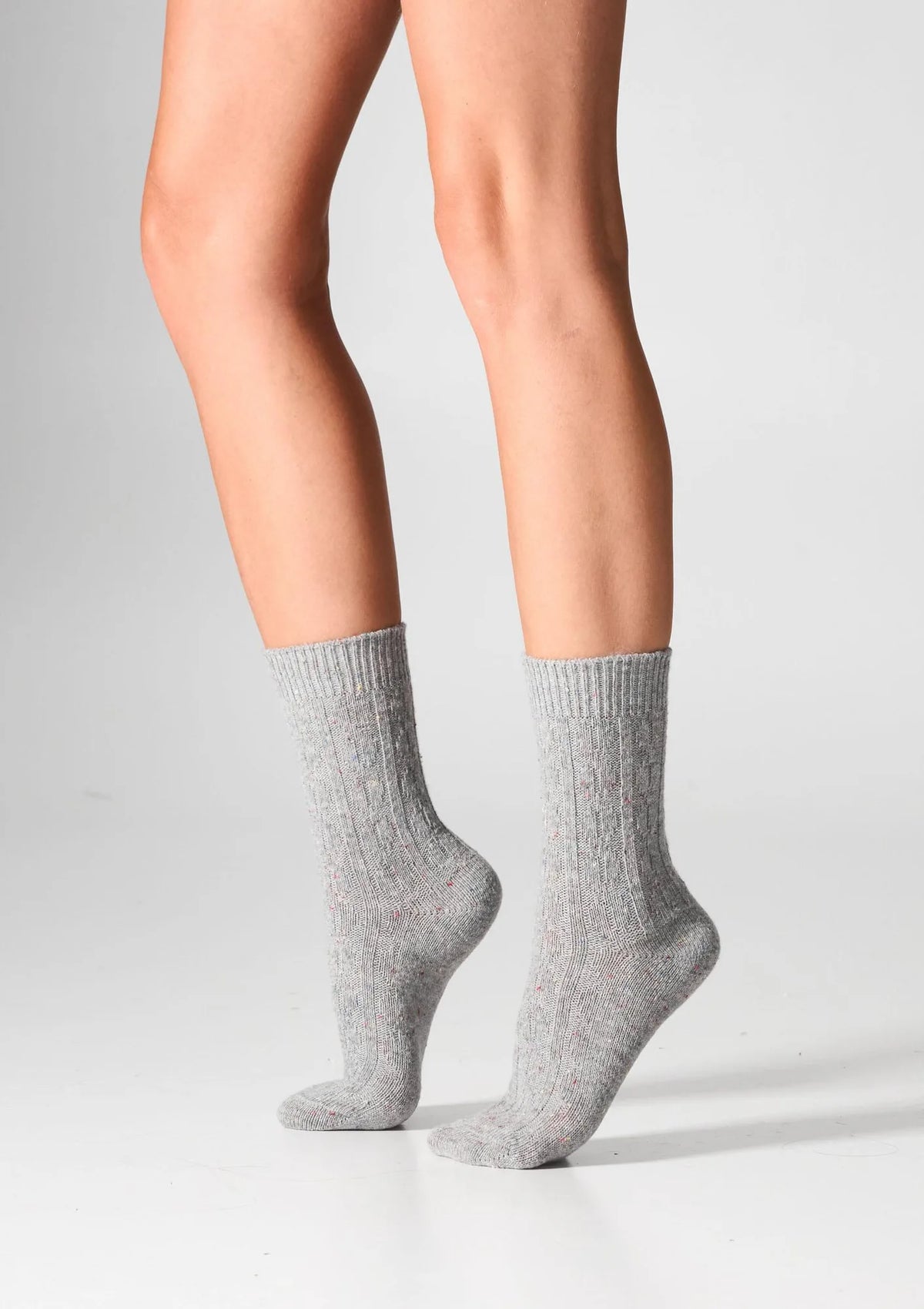 Skarpetki damskie z wełną Legs W27 Wool Dots, warkocz, 2 pary biały