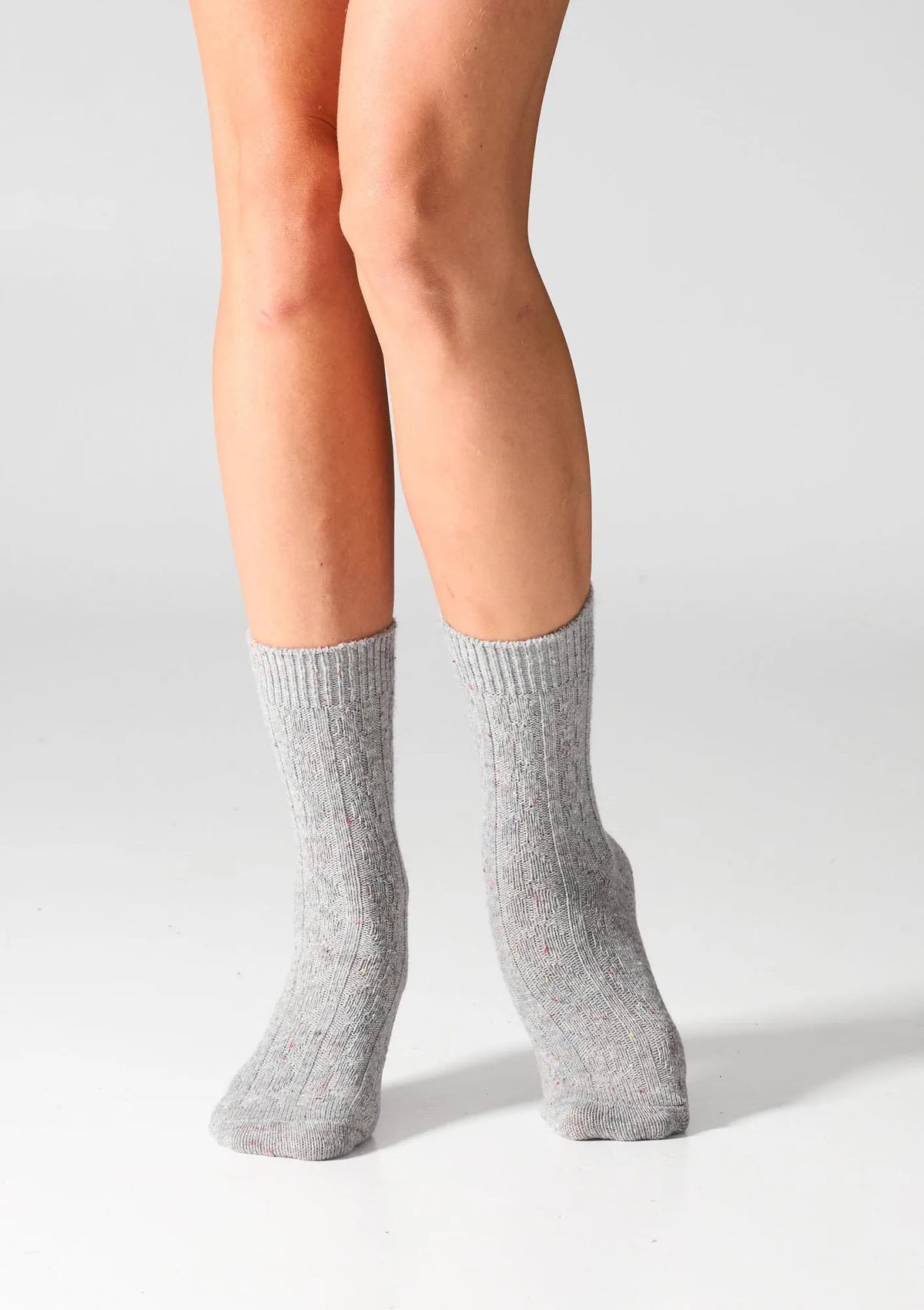 Skarpetki damskie z wełną Legs W27 Wool Dots, warkocz, 2 pary biały