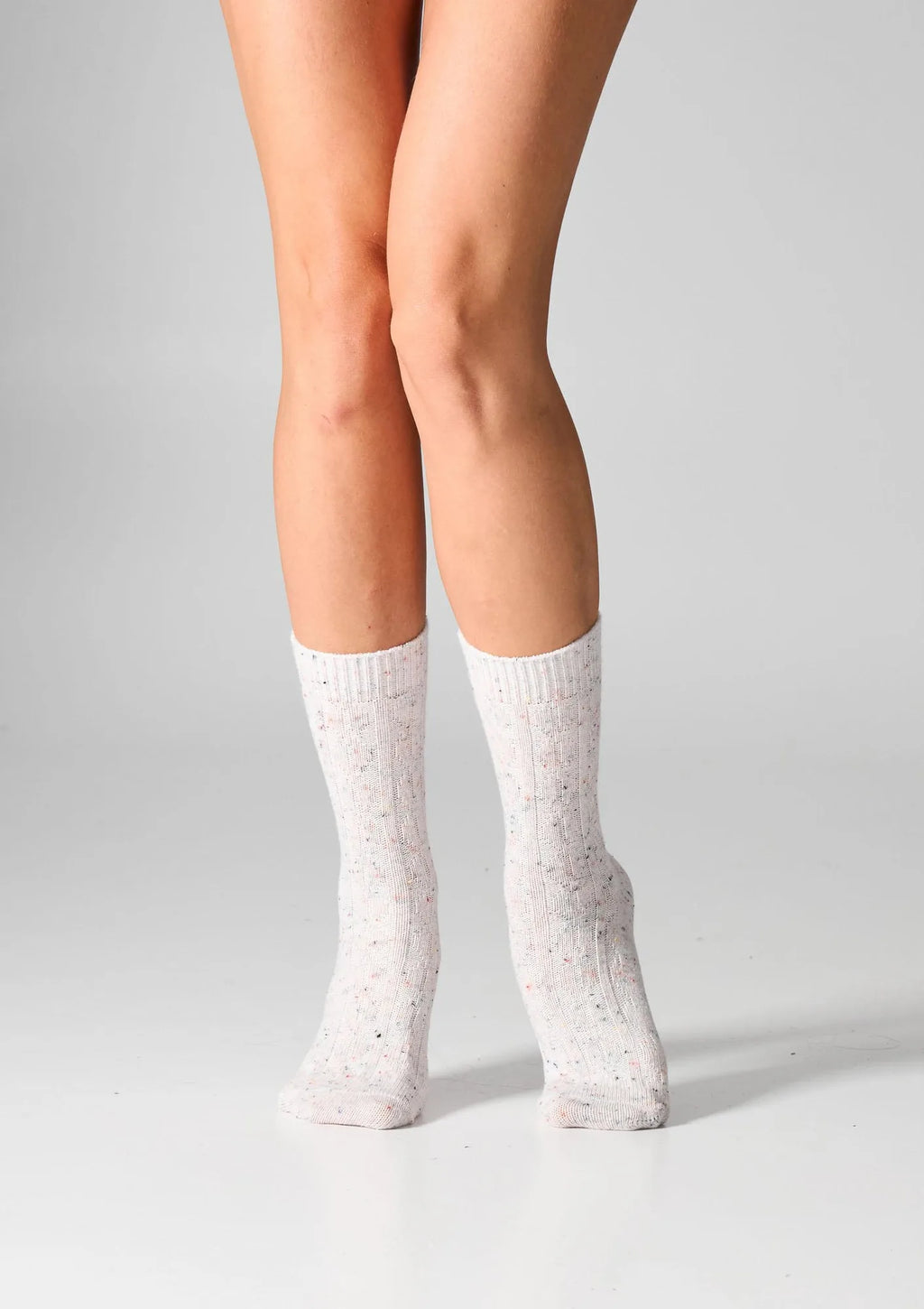 Skarpetki damskie z wełną Legs W27 Wool Dots, warkocz, 2 pary biały