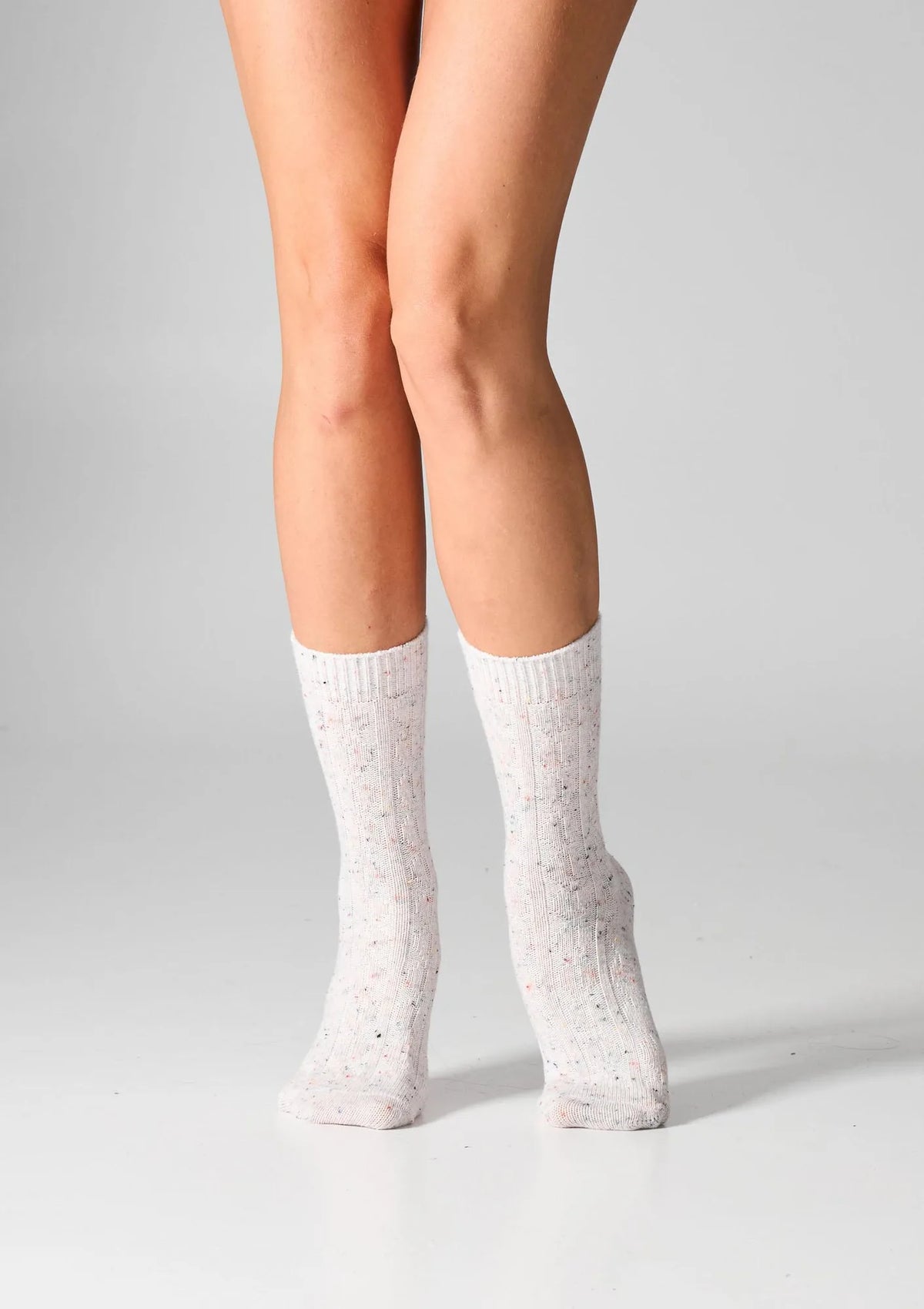 Skarpetki damskie z wełną Legs W27 Wool Dots, warkocz, 2 pary biały