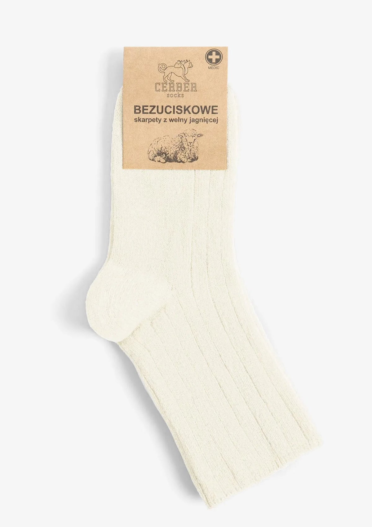 Wełniane skarpetki bezuciskowe Art. 0251 rozmiar 39-41, 2 pary ecru