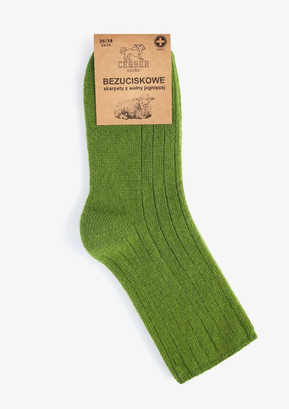 Cerber Art. 0251 – skarpetki merino z wełny merynosa jagnięce zielone