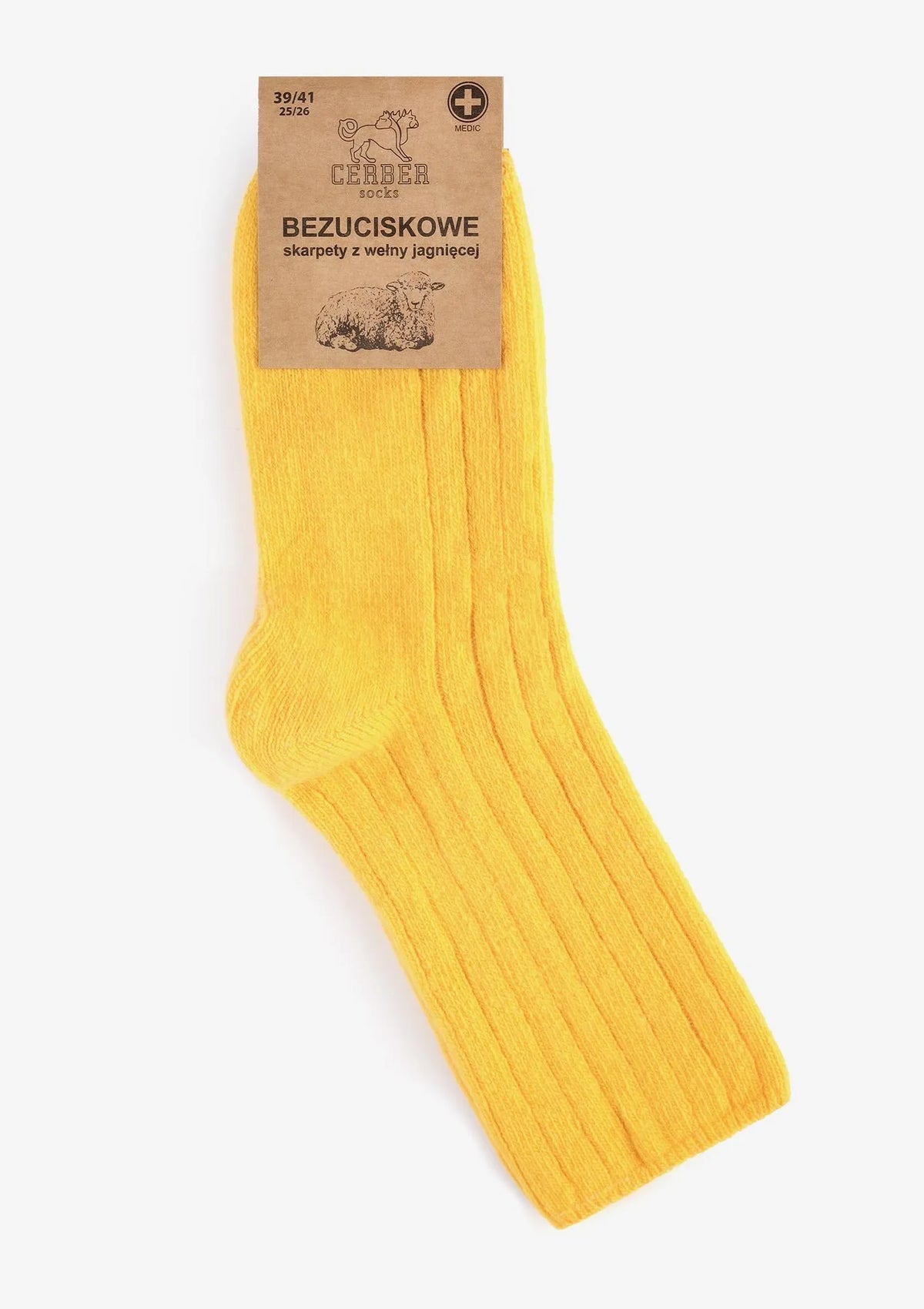 Cerber Art. 0251 – skarpetki merino z wełny merynosa jagnięce żółte