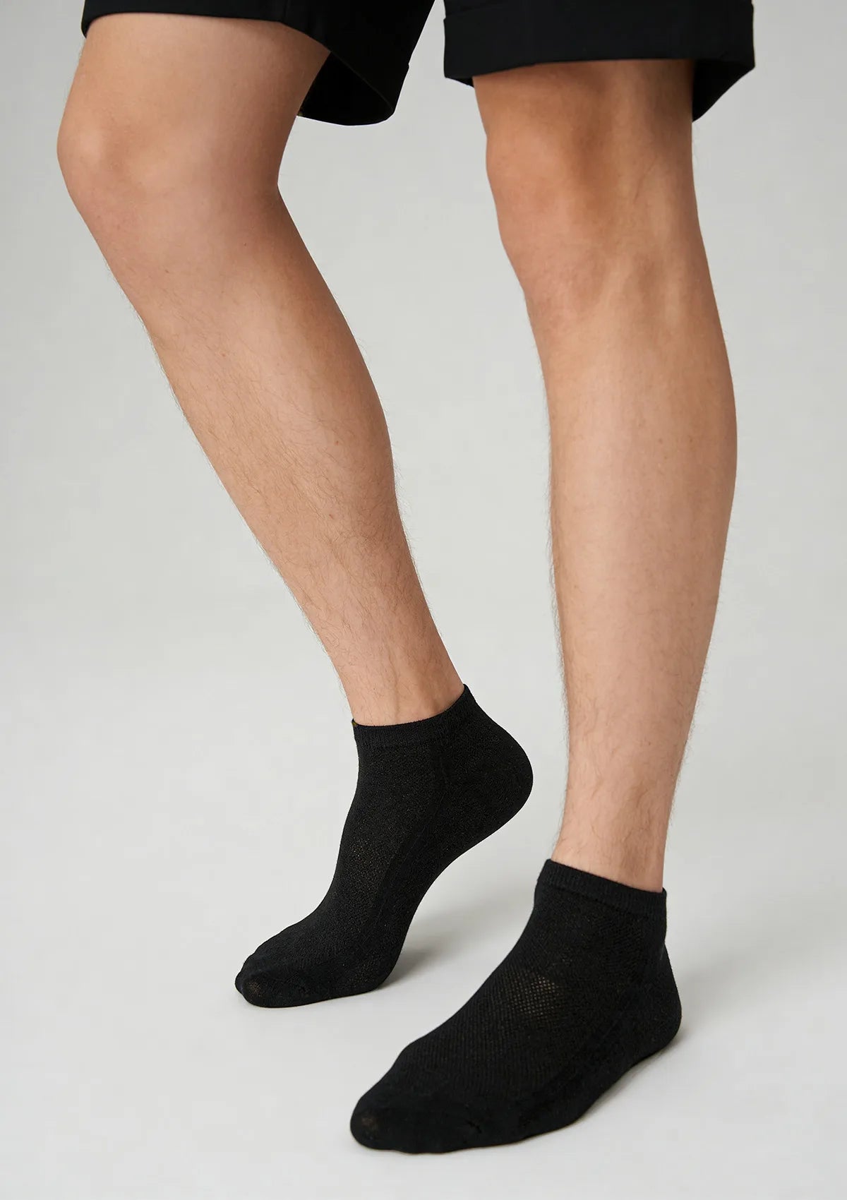 Legs Cotton Mesh skarpetki męskie krótkie z bawełny, 3 pary czarne