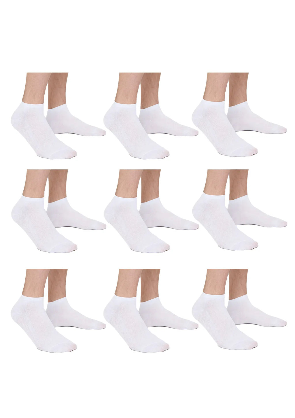 Legs Cotton Mesh męskie skarpetki krótkie białe, 9 par 41-45