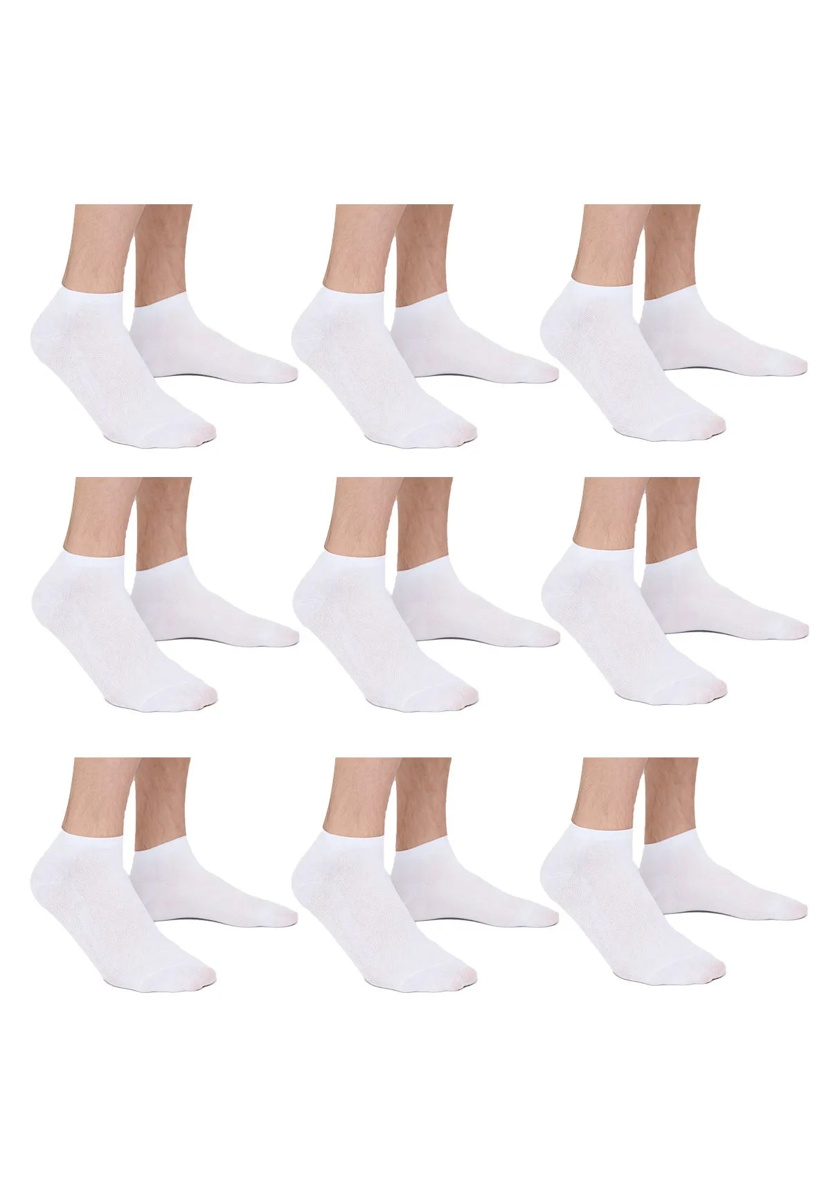 Legs Cotton Mesh męskie skarpetki krótkie białe, 9 par 41-45