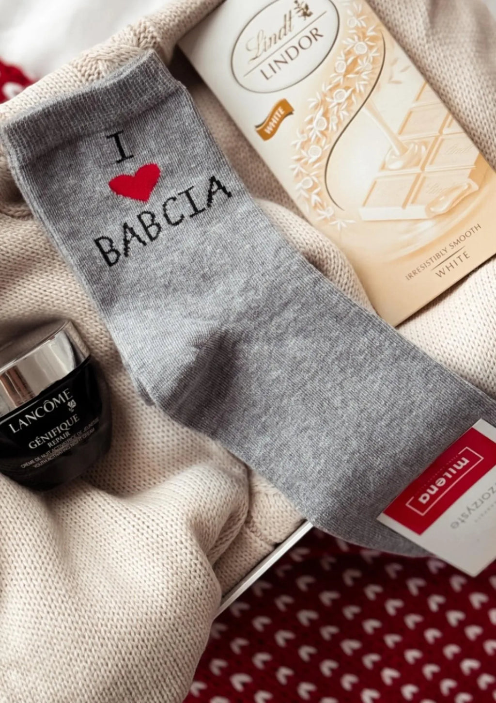 Skarpetki szare Milena I Love Babcia na Dzień Babci