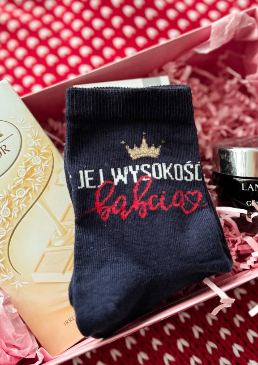 Skarpetki granatowe Jej Wysokość Babcia od Mileny z koroną