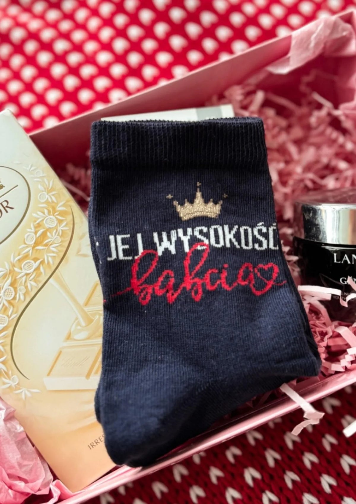 Skarpetki granatowe Jej Wysokość Babcia od Mileny z koroną