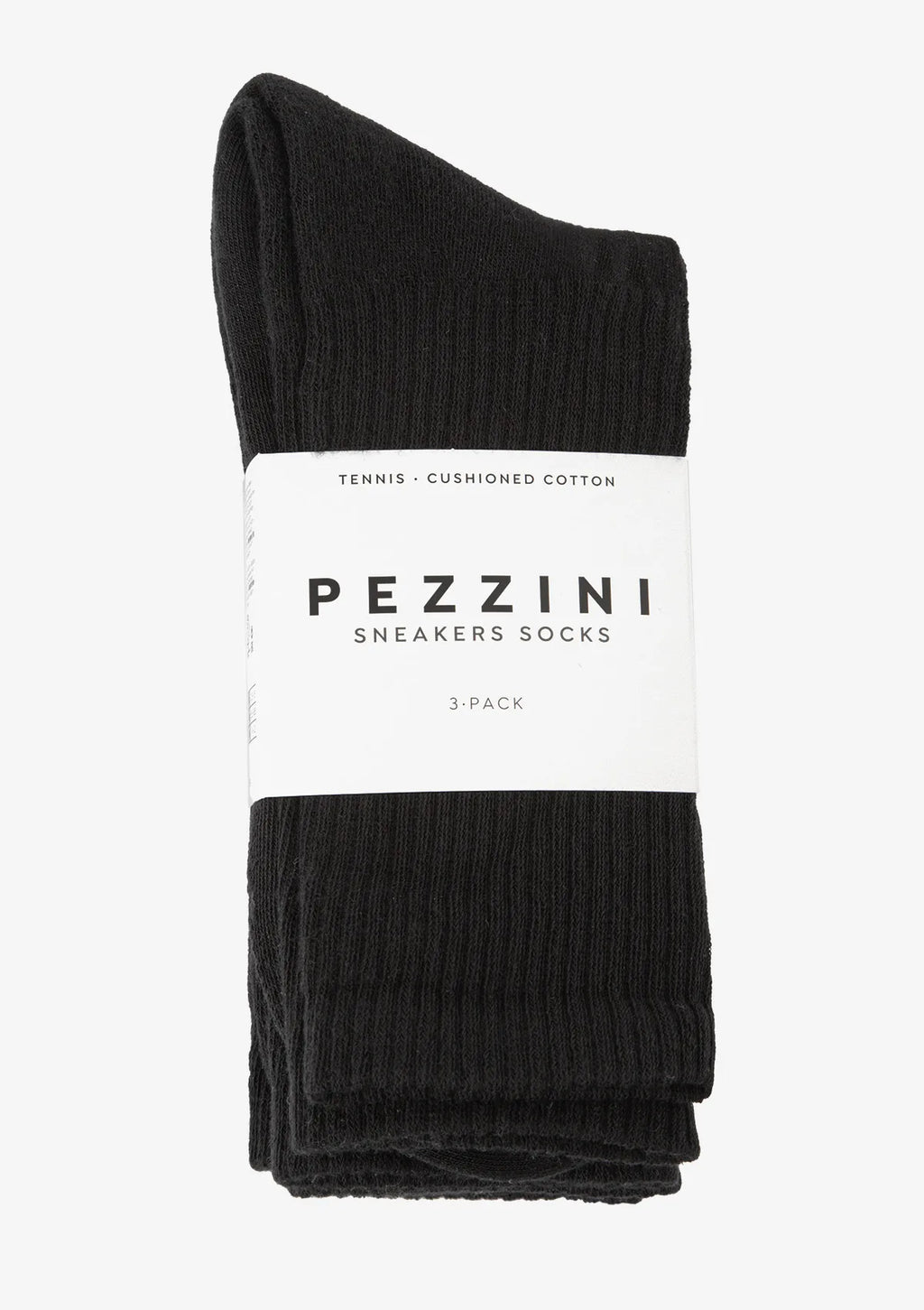 Pezzini skarpety tenisowe z frotte na podeszwie, 3 pary czarne