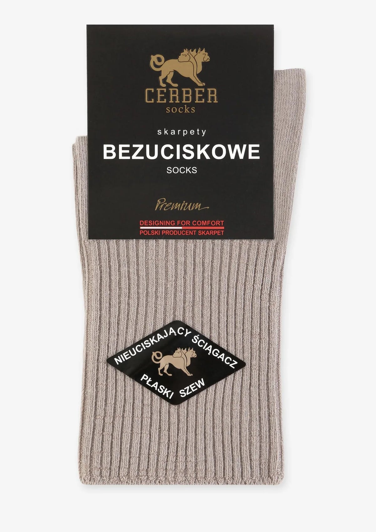 Skarpety męskie bezuciskowe Cerber Art.0176 Premium beż