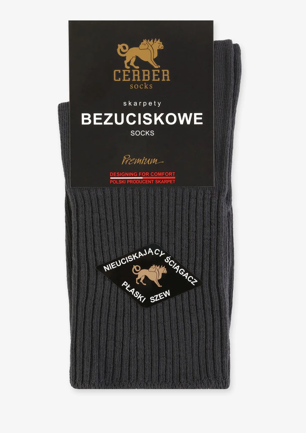 Cerber Premium Art.0176 skarpety męskie bezuciskowe grafitowe