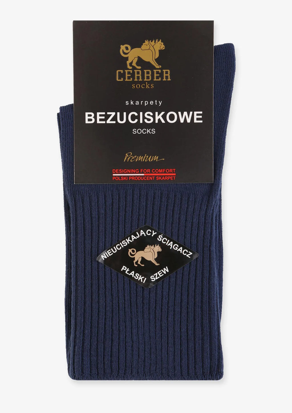 Cerber Premium Art.0176 skarpety męskie bezuciskowe granatowe