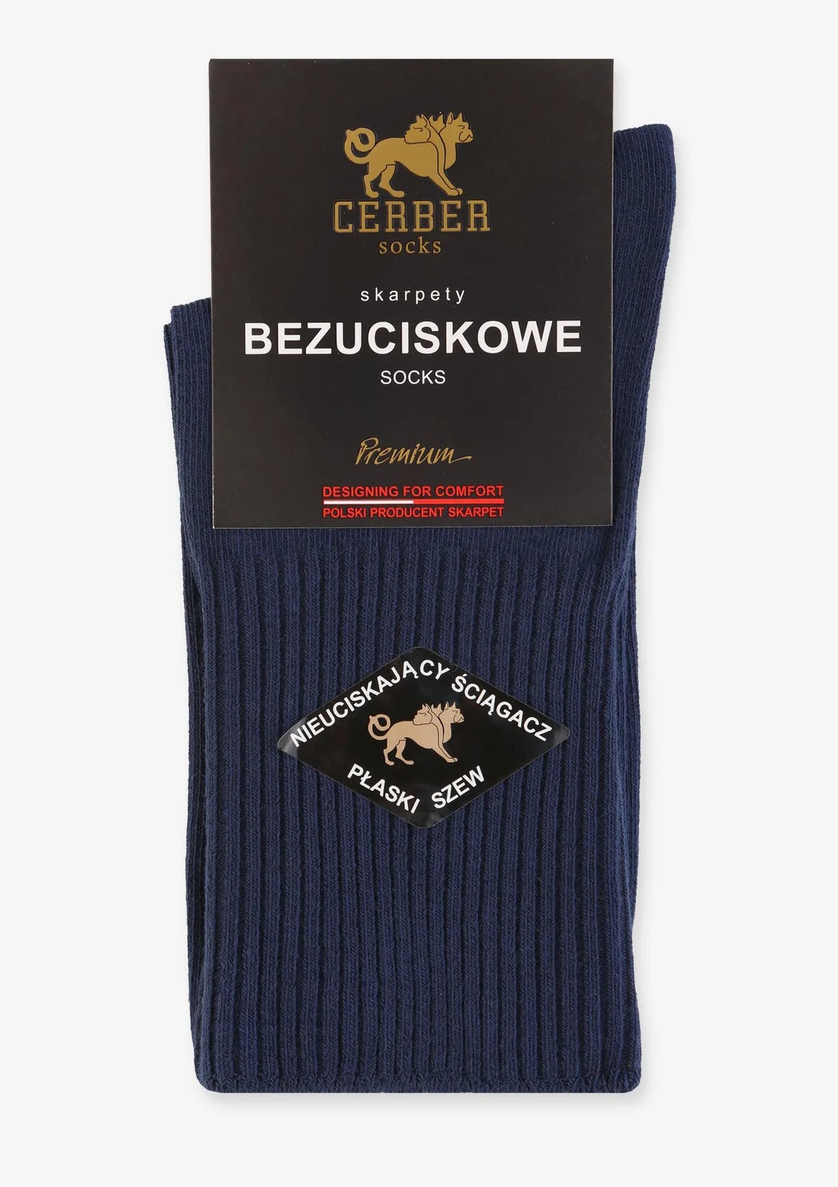Cerber Premium Art.0176 skarpety męskie bezuciskowe granatowe