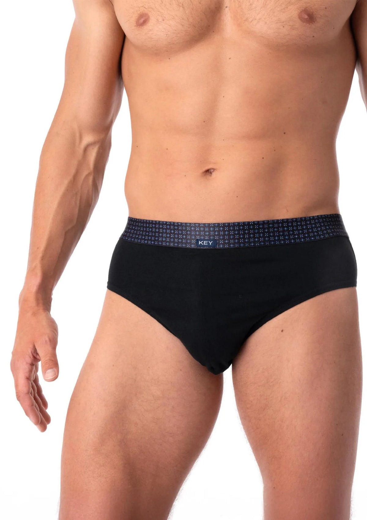 Slipy męskie Key MPP 237 z ornamentową gumą, dwupak