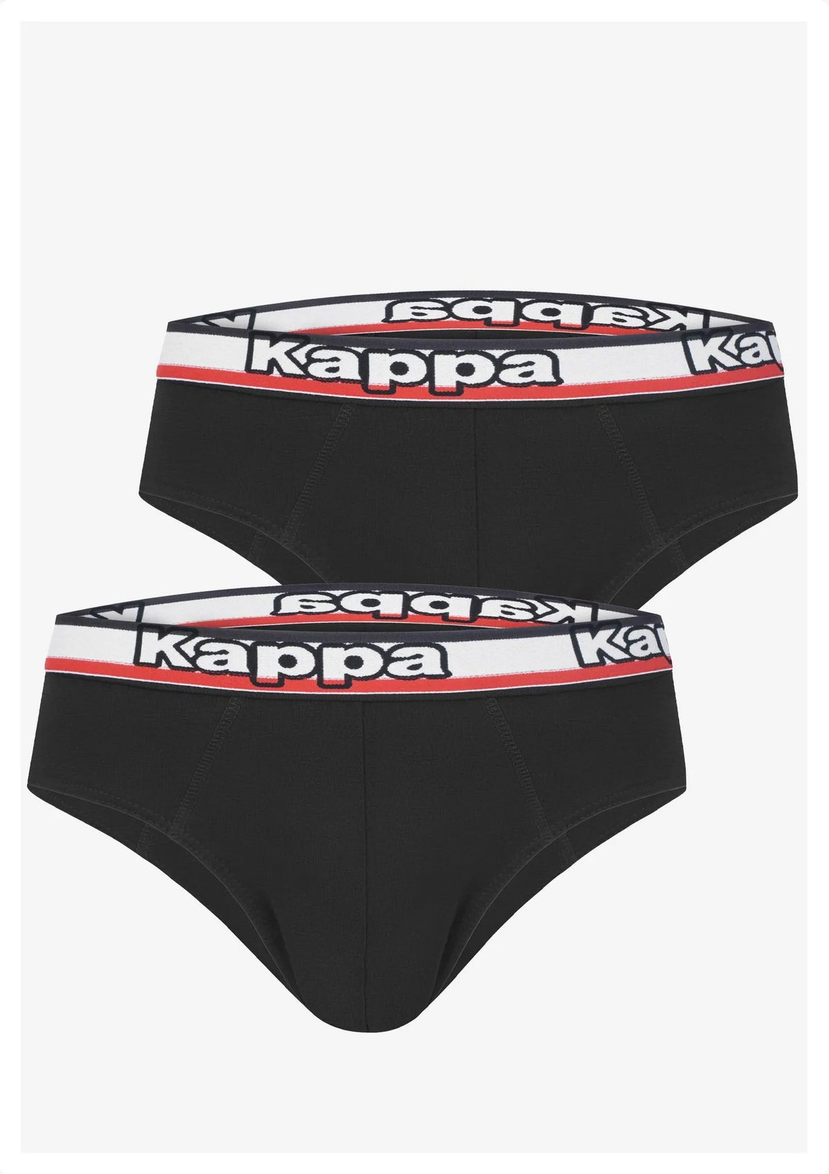 Kappa K1114 slipy męskie z bawełny z logowanym pasem, 2 szt. czarne