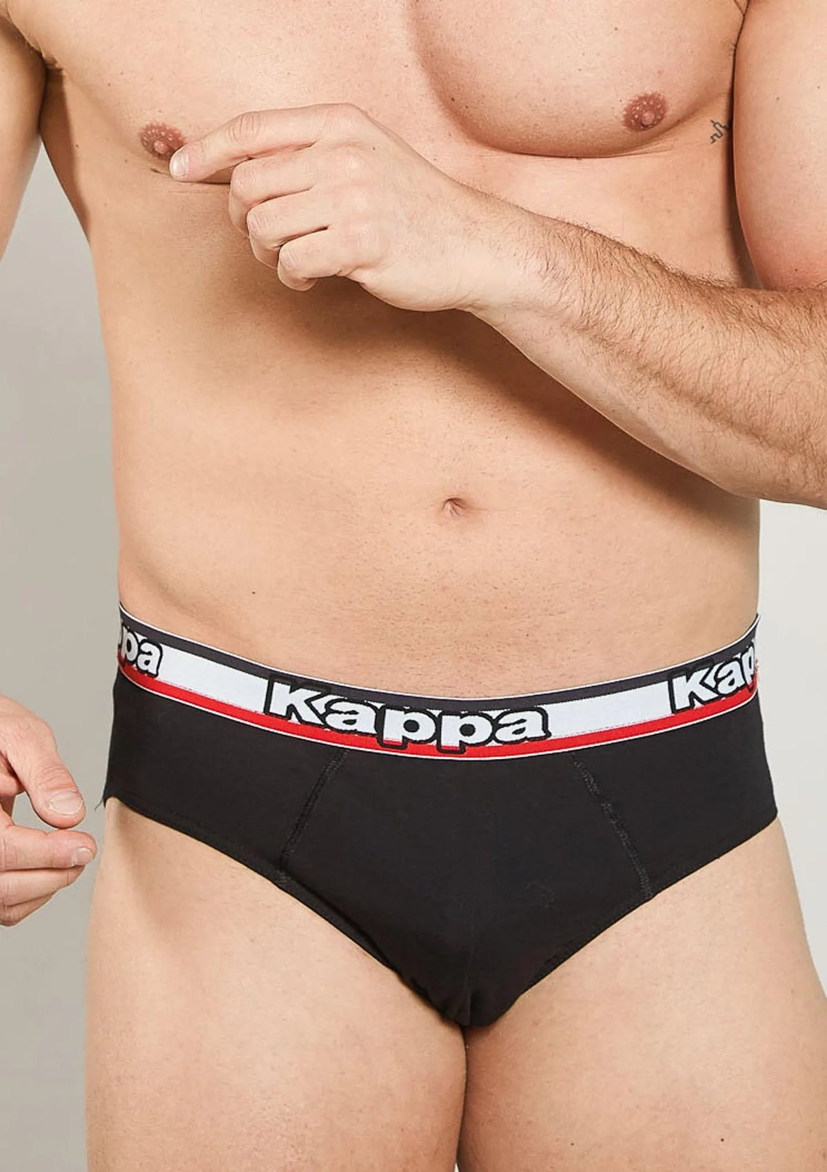 Kappa K1114 slipy męskie z bawełny z logowanym pasem, 2 szt. czarne