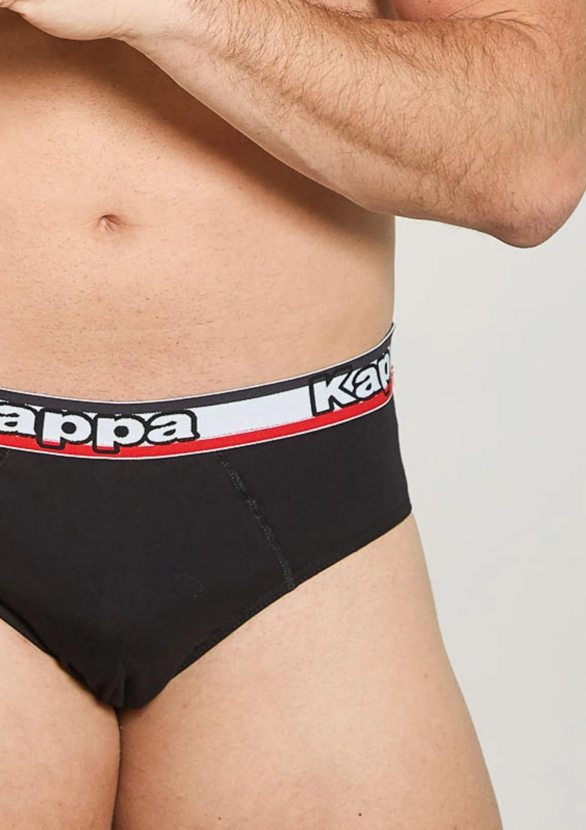Kappa K1114 slipy męskie z bawełny z logowanym pasem, 2 szt. czarne