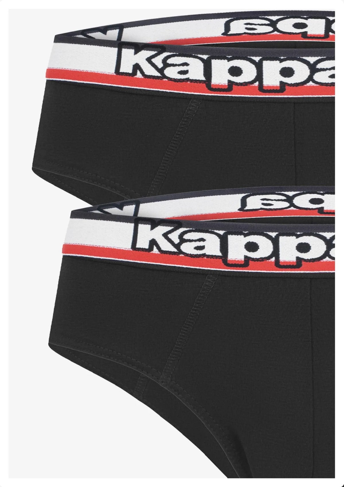 Kappa K1114 slipy męskie z bawełny z logowanym pasem, 2 szt. czarne
