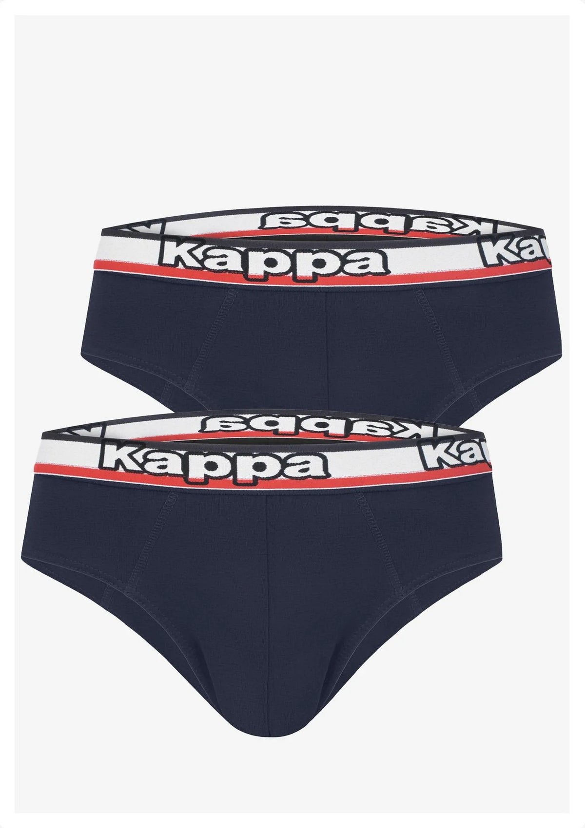 Kappa K1114 slipy męskie z bawełny z logowanym pasem, 2 szt. granatowe