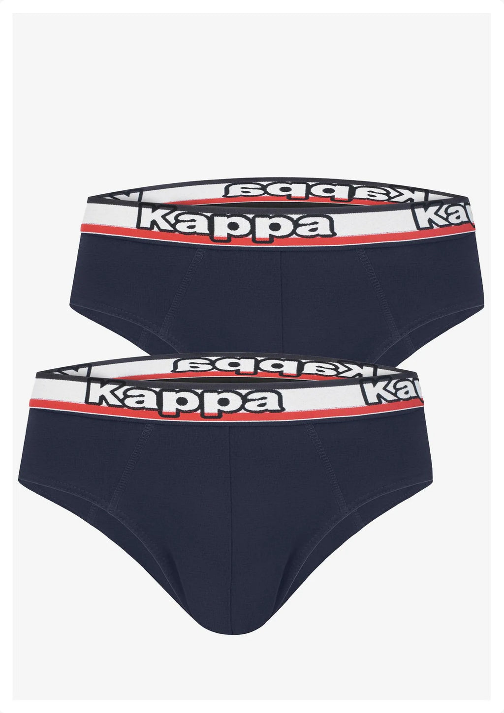 Kappa K1114 slipy męskie z bawełny z logowanym pasem, 2 szt. granatowe