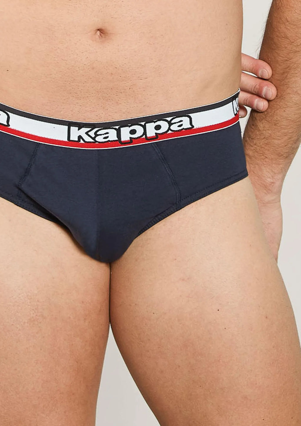 Kappa K1114 slipy męskie z bawełny z logowanym pasem, 2 szt. granatowe