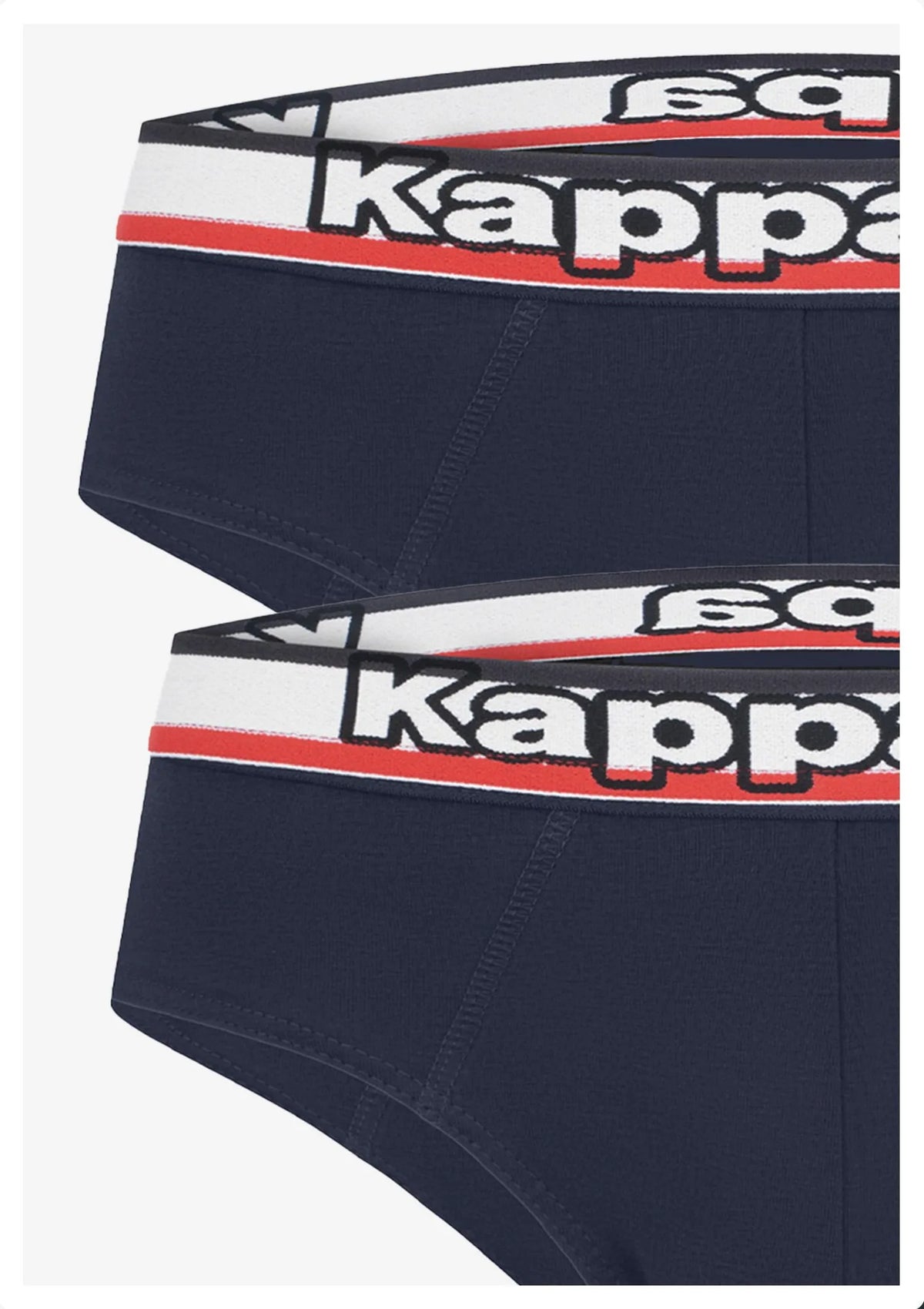 Kappa K1114 slipy męskie z bawełny z logowanym pasem, 2 szt. granatowe