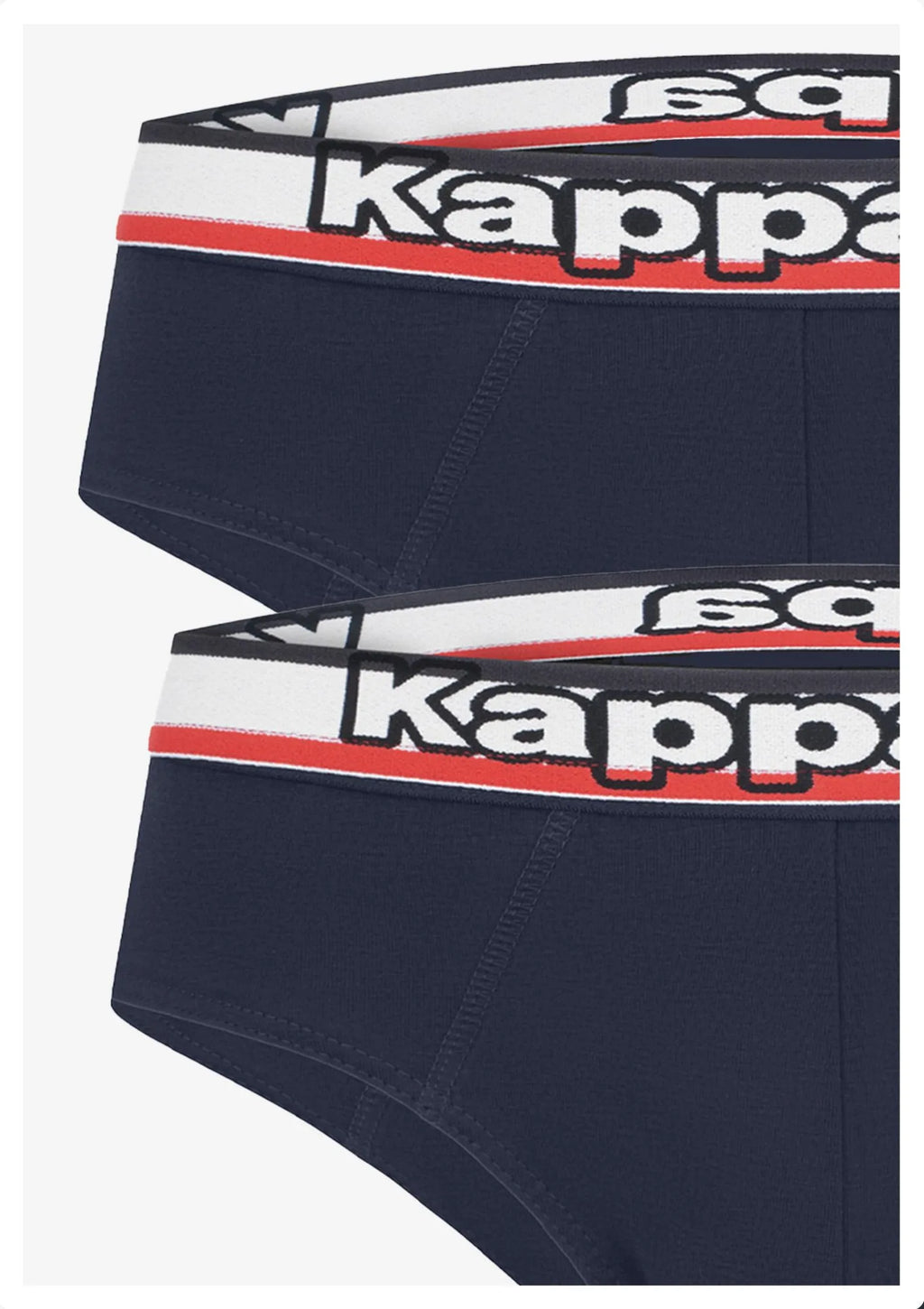 Kappa K1114 slipy męskie z bawełny z logowanym pasem, 2 szt. granatowe
