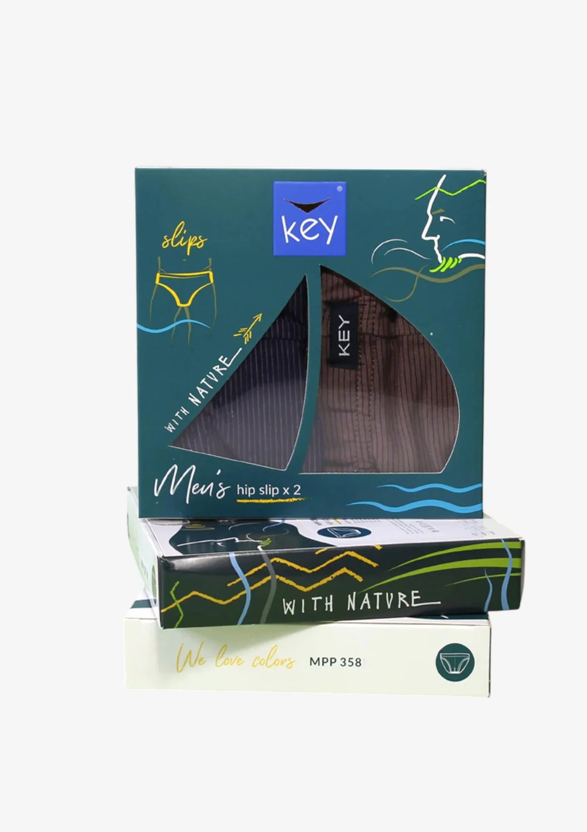 Key MPP 358 slipy męskie dwupak w paski, wygodny krój