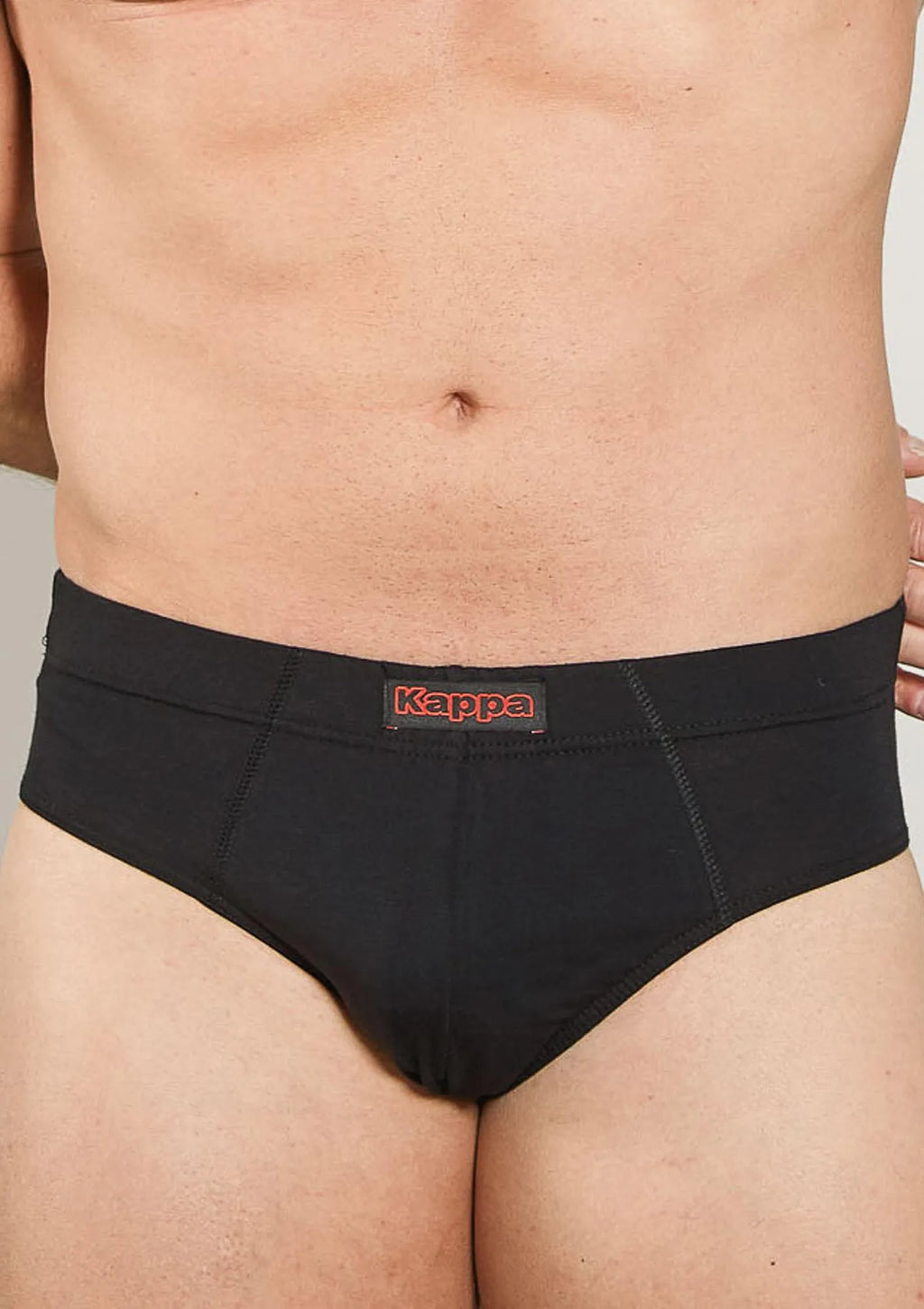 Męskie slipy bawełniane K1101 Kappa z logowaną gumą, duże rozmiary czarne