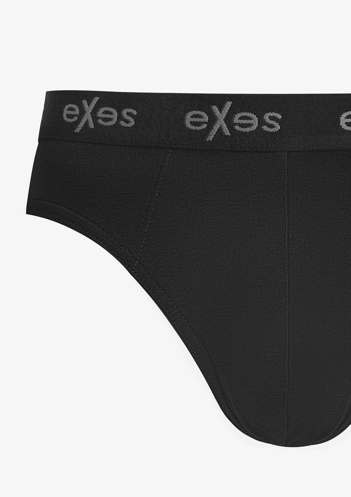 Exes 102 slipy męskie czarne z zewnętrznym pasem, bawełna z elastanem