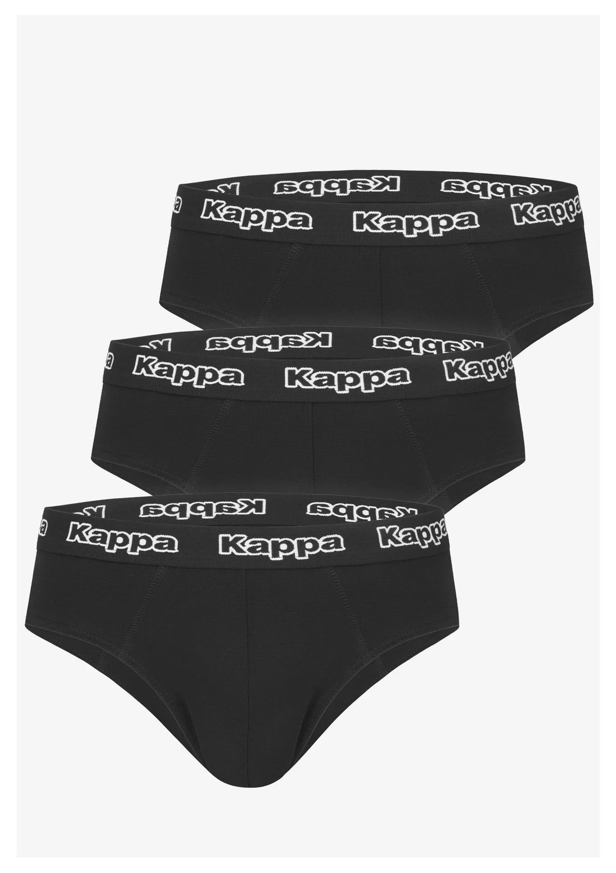 Slipy męskie klasyczne Kappa K1121 z logo w pasie, 3 pary czarne