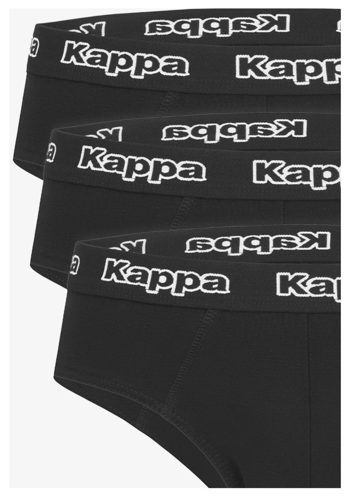 Slipy męskie klasyczne Kappa K1121 z logo w pasie, 3 pary czarne
