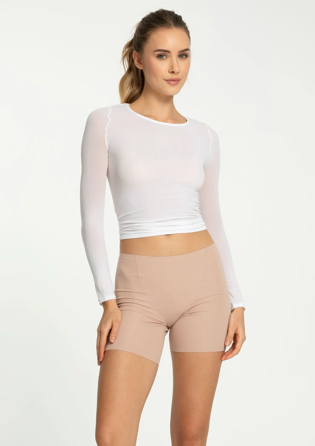 Julimex Cotton Mood bermudy damskie beżowe lekko modelujące