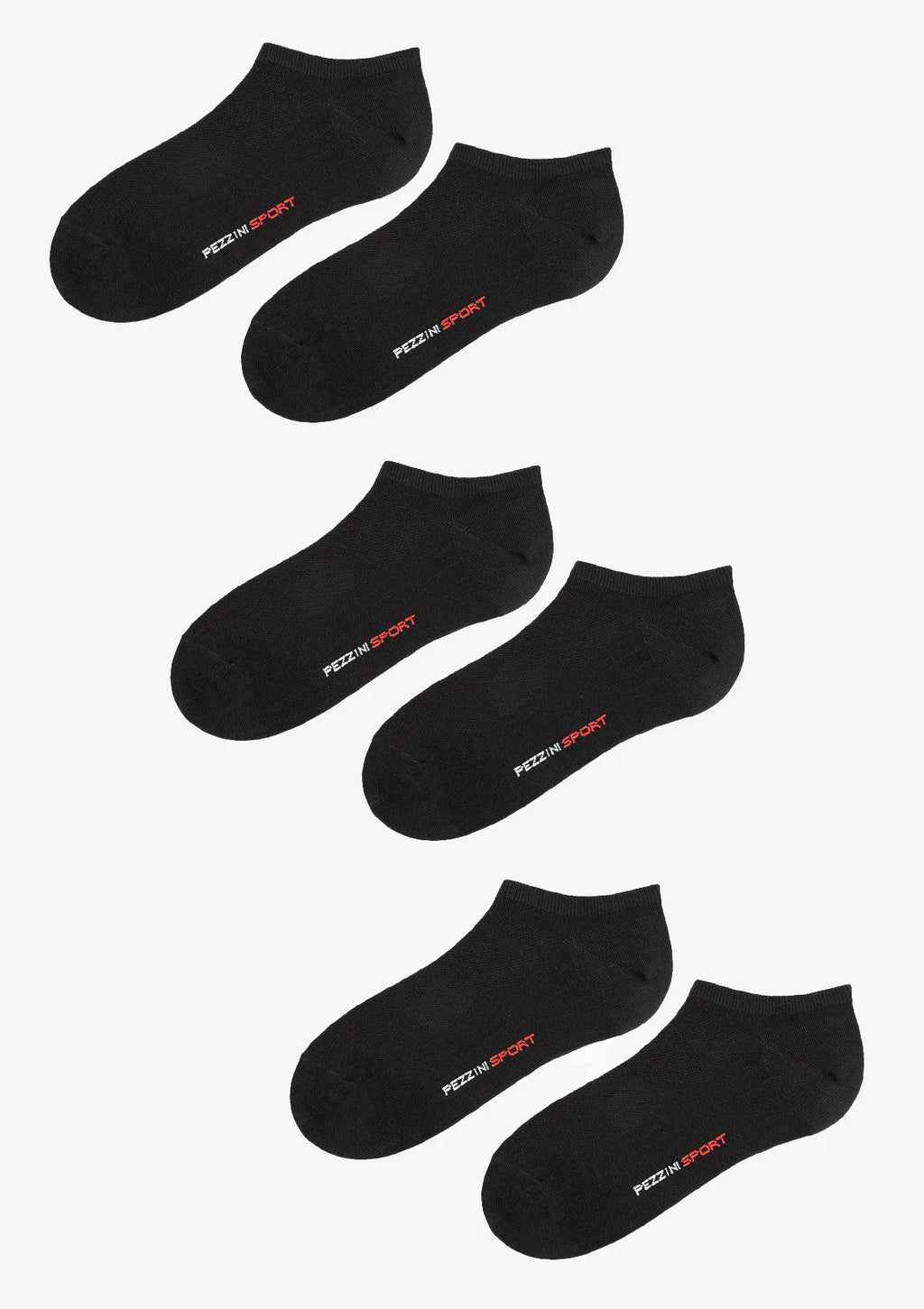 Stopki Pezzini do sneakersów, bawełna, trzy pary czarne