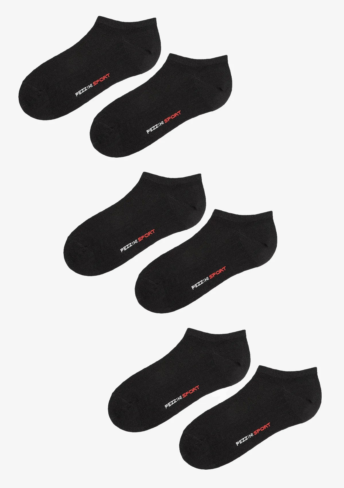Stopki Pezzini do sneakersów, bawełna, trzy pary czarne