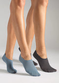 Stopki Legs 747 z mikrofibry i bawełny, szare i niebieskie, 2 pary szare