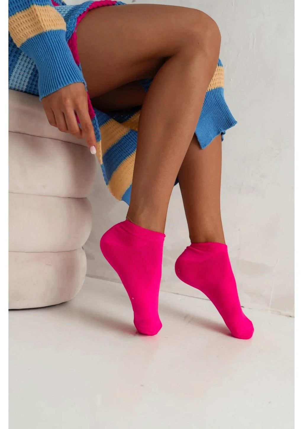 Stopki damskie Milena neonowe z bawełną