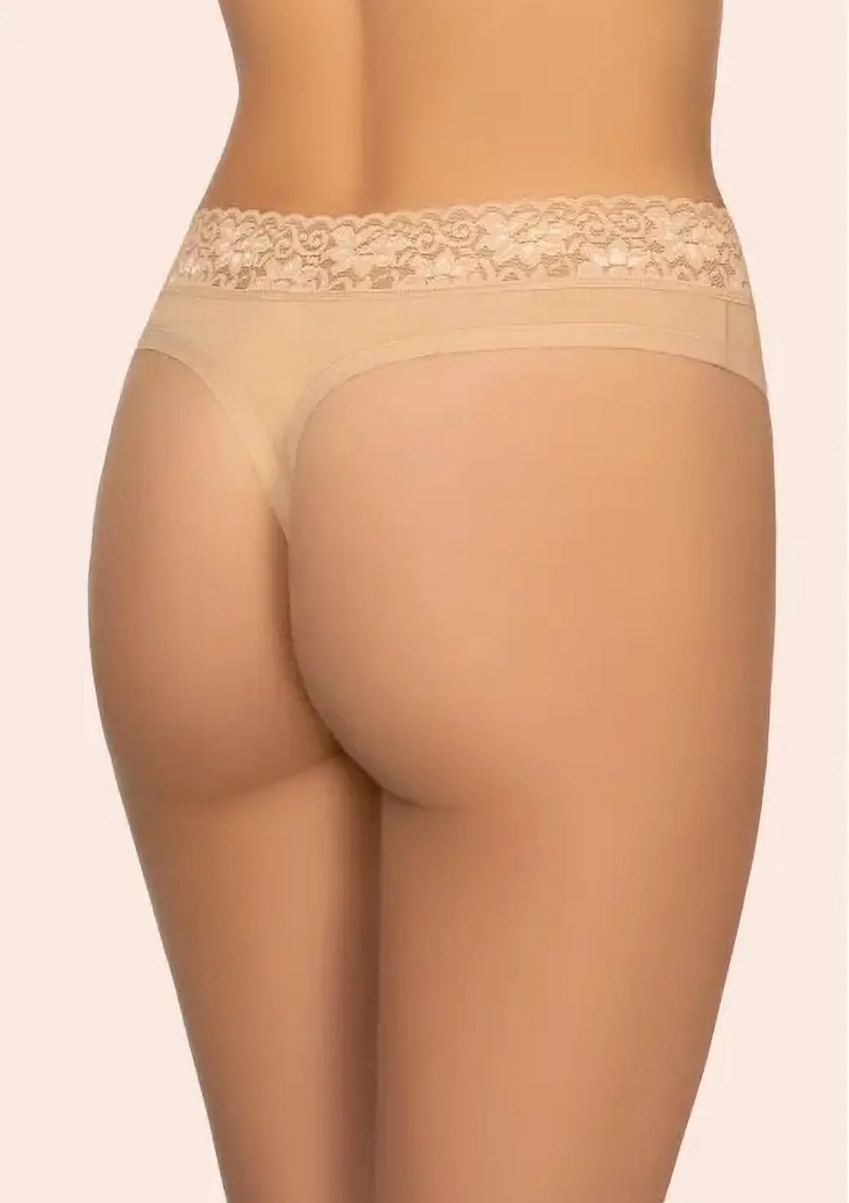 Stringi Kleo 151 Cotton beżowe z koronką, bawełniane, 2 pack