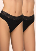 Stringi Kleo 151 Cotton czarne z koronką, bawełniane, 2 pack
