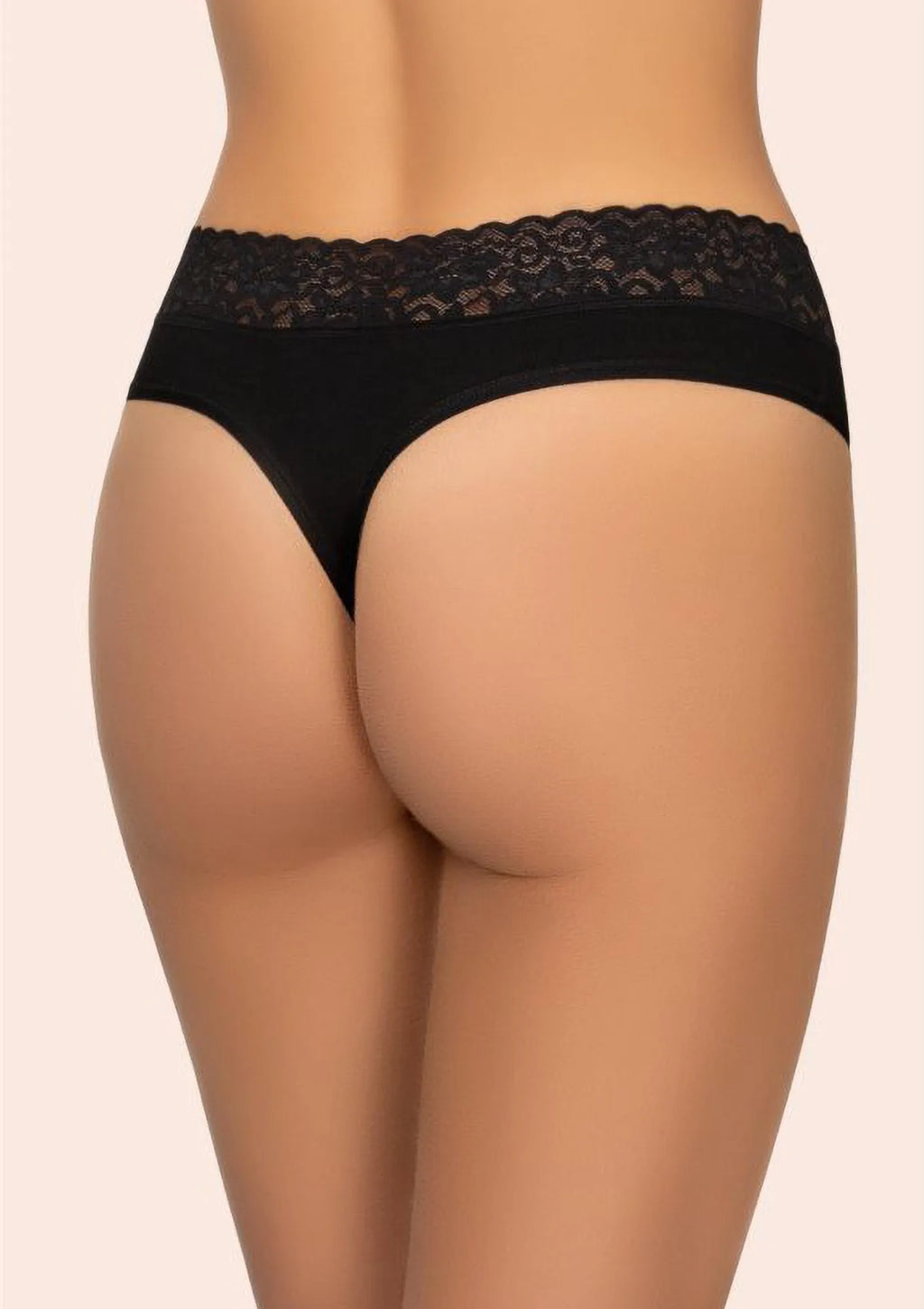 Stringi Kleo 151 Cotton czarne z koronką, bawełniane, 2 pack