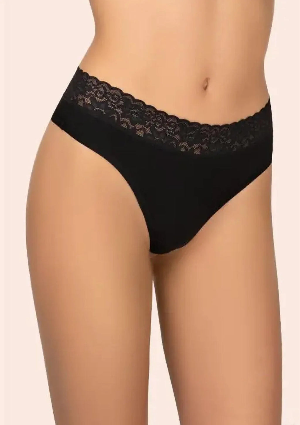 Stringi Kleo 151 Cotton czarne z koronką, bawełniane, 2 pack