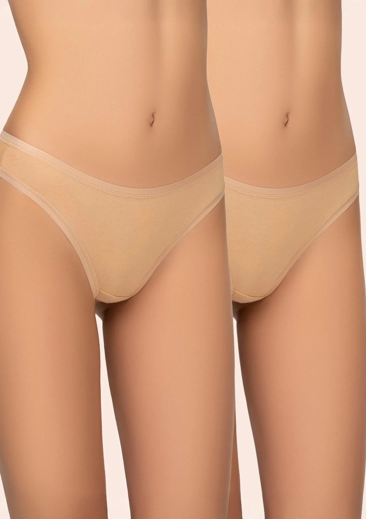 Stringi Kleo 131 Cotton beżowe bawełniane, średni stan, 2 pack