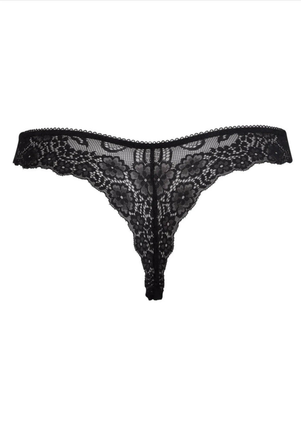 Stringi czarnej Sielei Allure 2673 z kwiatowej koronki