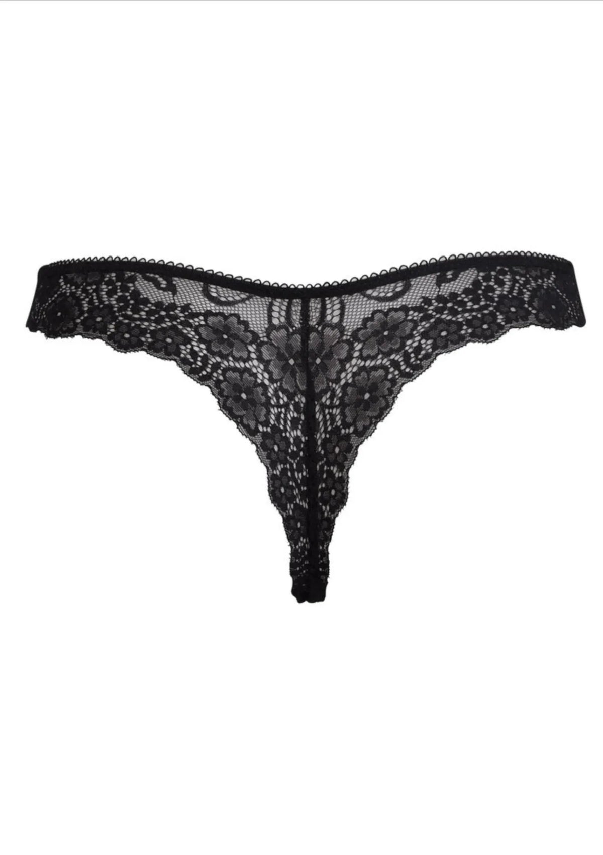 Stringi czarnej Sielei Allure 2673 z kwiatowej koronki