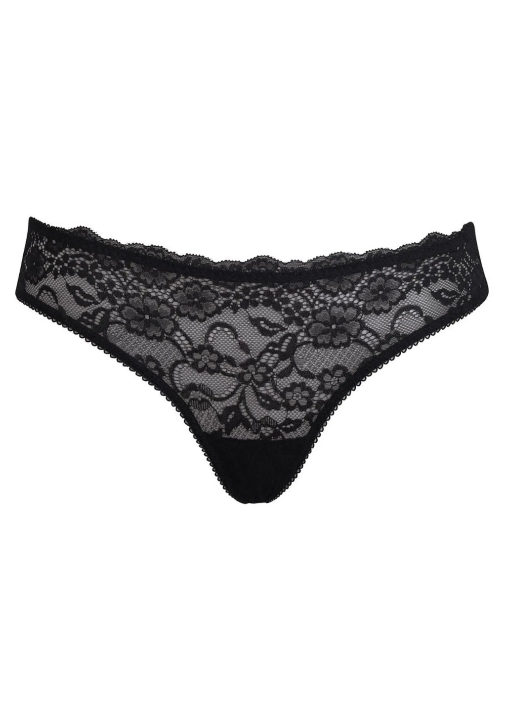 Stringi czarnej Sielei Allure 2673 z kwiatowej koronki