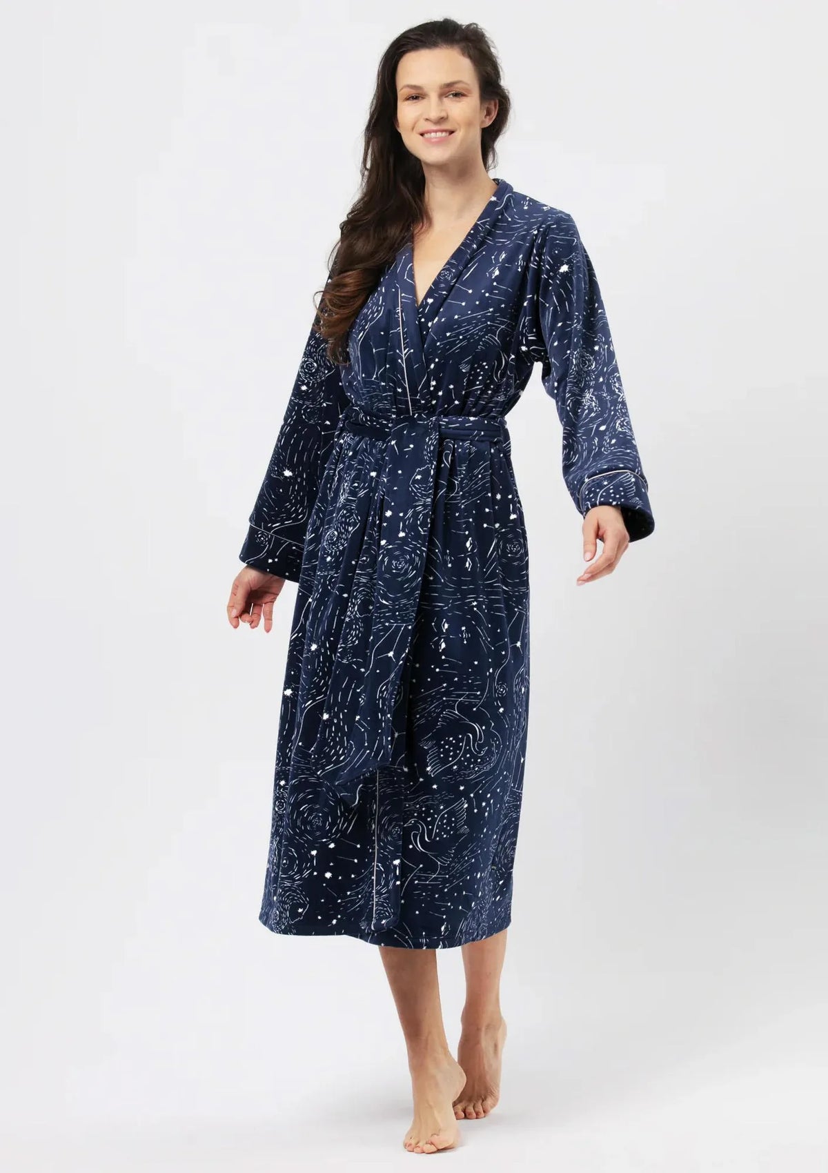 Key LGL 911 długi szlafrok damski z Velvet Fleece