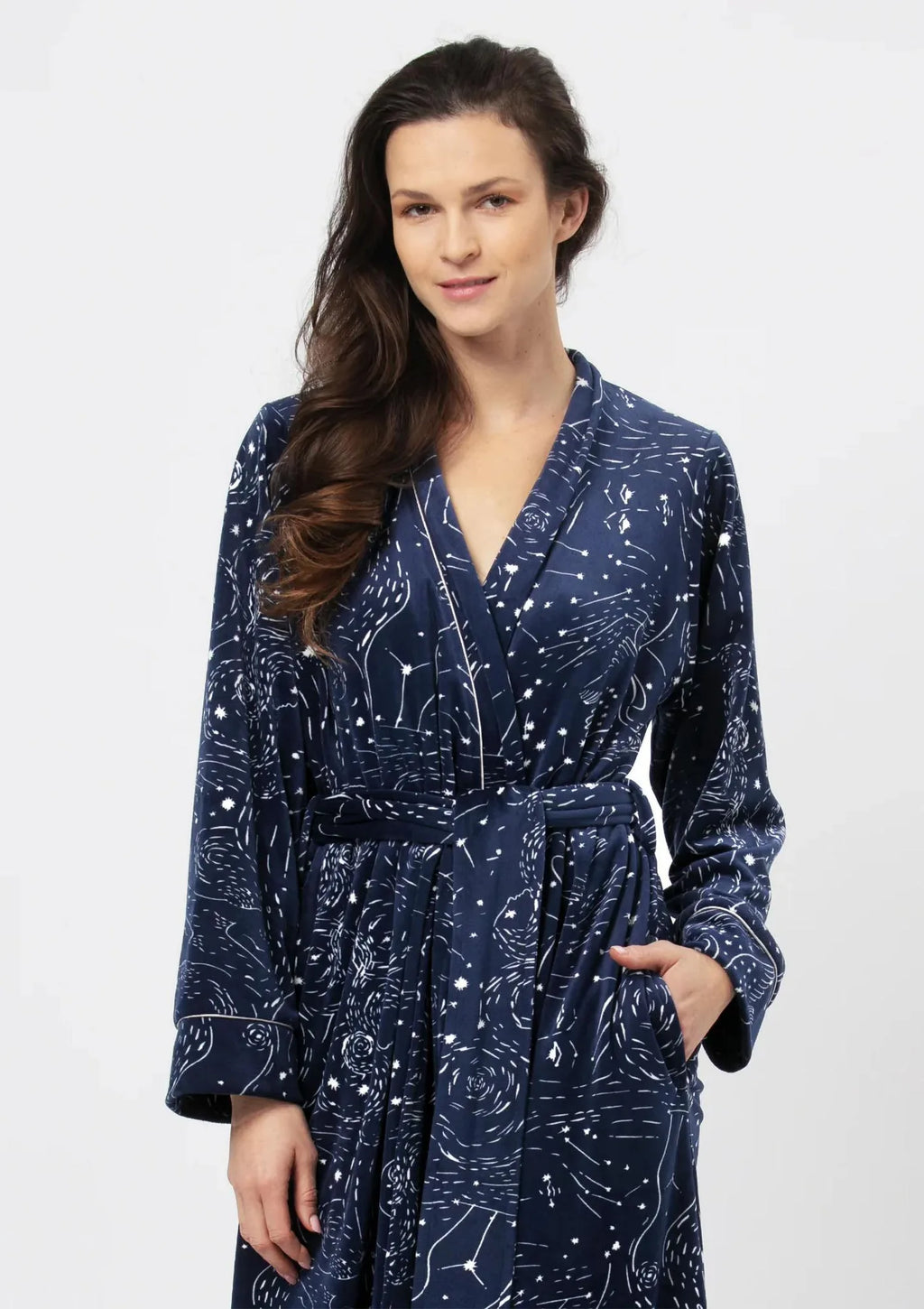Key LGL 911 długi szlafrok damski z Velvet Fleece