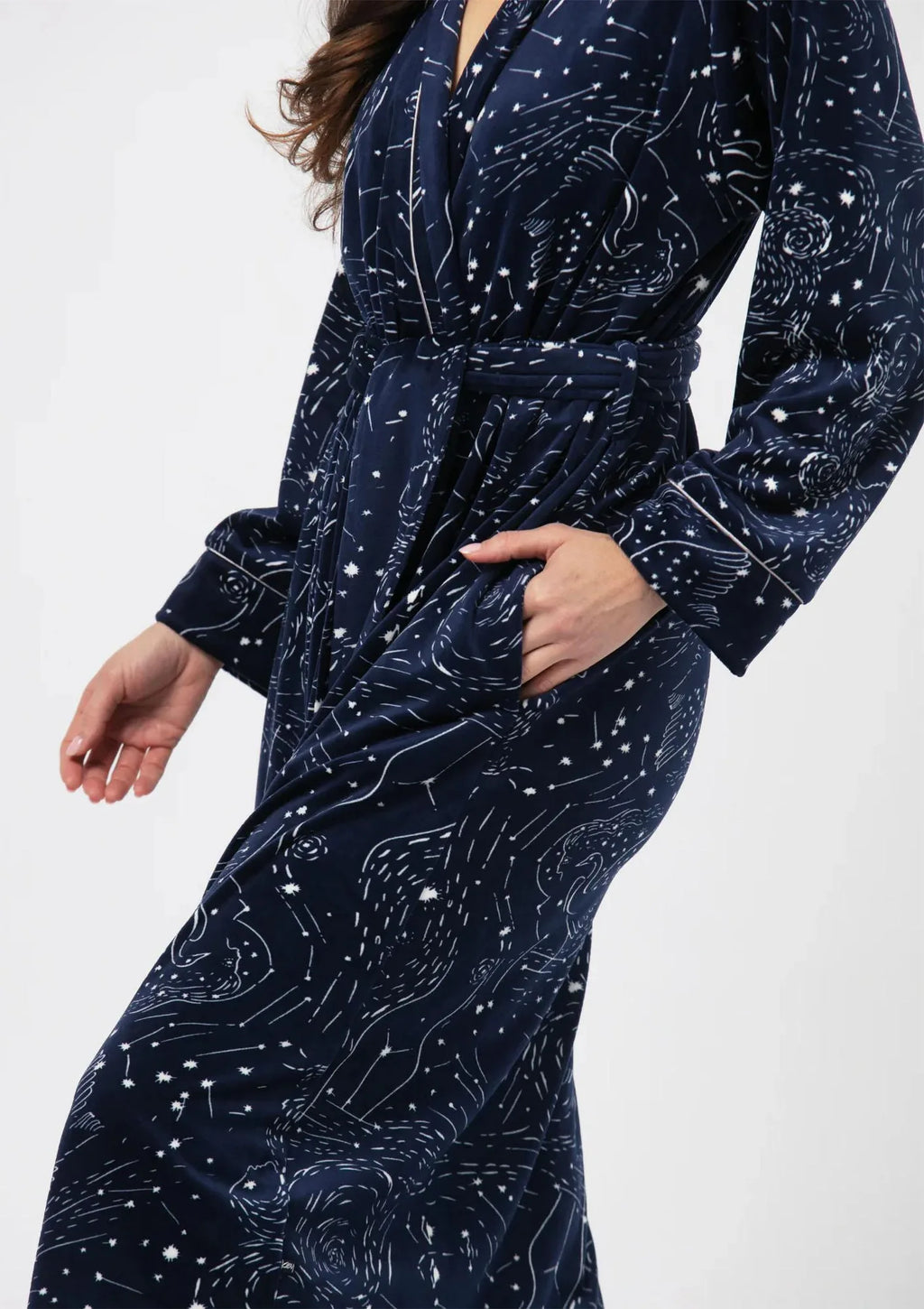Key LGL 911 długi szlafrok damski z Velvet Fleece